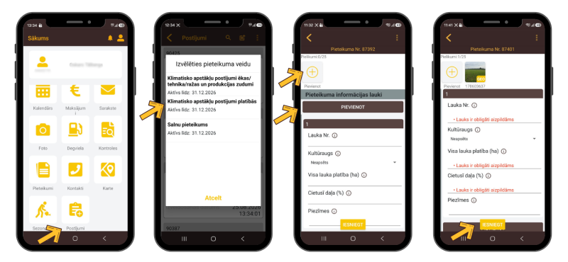 mobilās lietones iekšskats iesniegumam par postījumiem