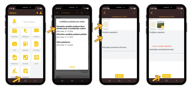 mobilās lietones iekšskats iesniegumam par postījumiem