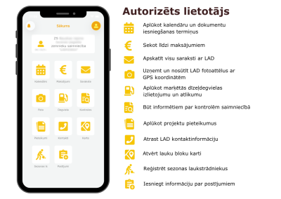 LAD lietotnes skats autorizētam lietotājam