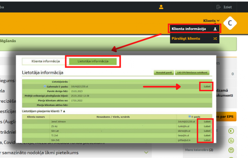 Instrukcija e-pasta adreses maiņai EPS