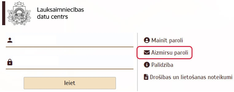 Lietotājs aizmirsis savu paroli