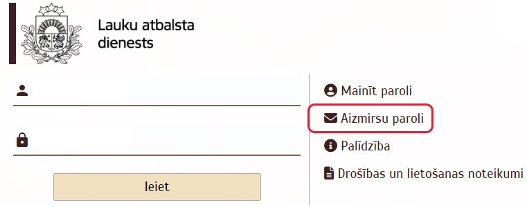Lietotājs aizmirsis savu paroli.
