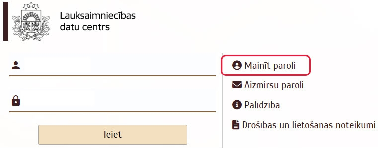 Lietotājs vēlas nomainīt paroli.