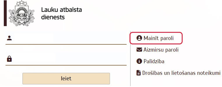 Lietotājs vēlas nomainīt paroli.