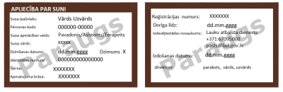 Suņa pavadoņa apliecības paraugs