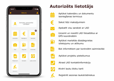 LAD lietotnes skats autorizētam lietotājam