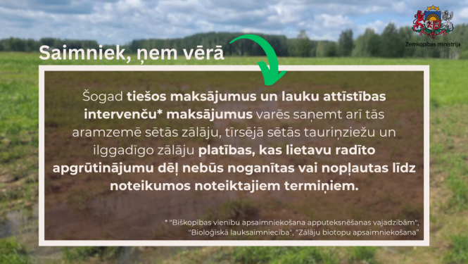 Informācija par atvieglojumiem zālājiem