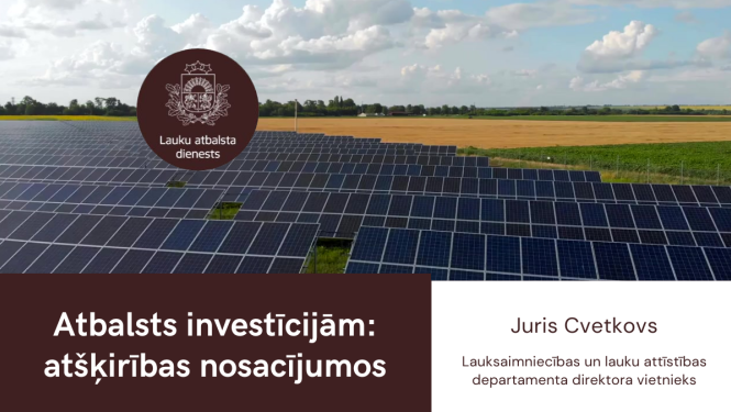 Atbalsts investīcijām: atšķirības nosacījumos