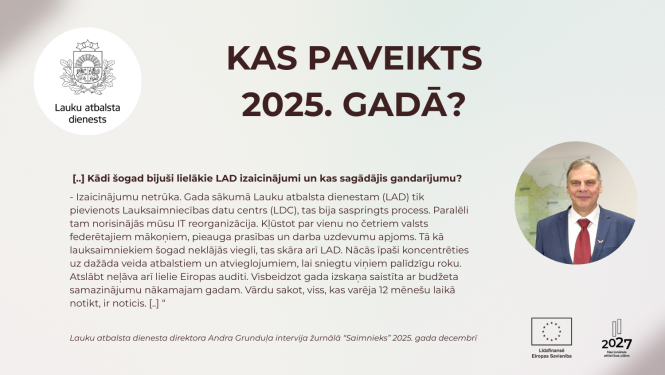 Kas paveikts 2025.gadā ar intervijas tekstu, LAD logo un direktora portretu