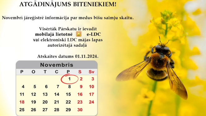 Kalendārs ar biti un atgādinājumu par svarīgiem datumiem