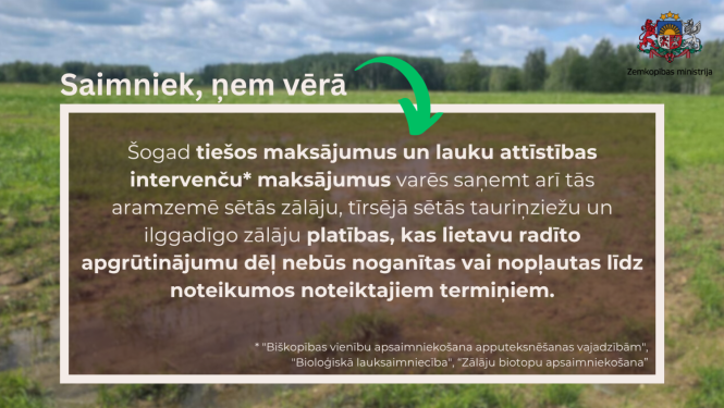 Informācija par atvieglojumiem zālājiem