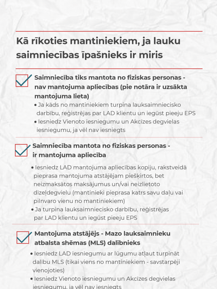 Kā rīkoties mantiniekam