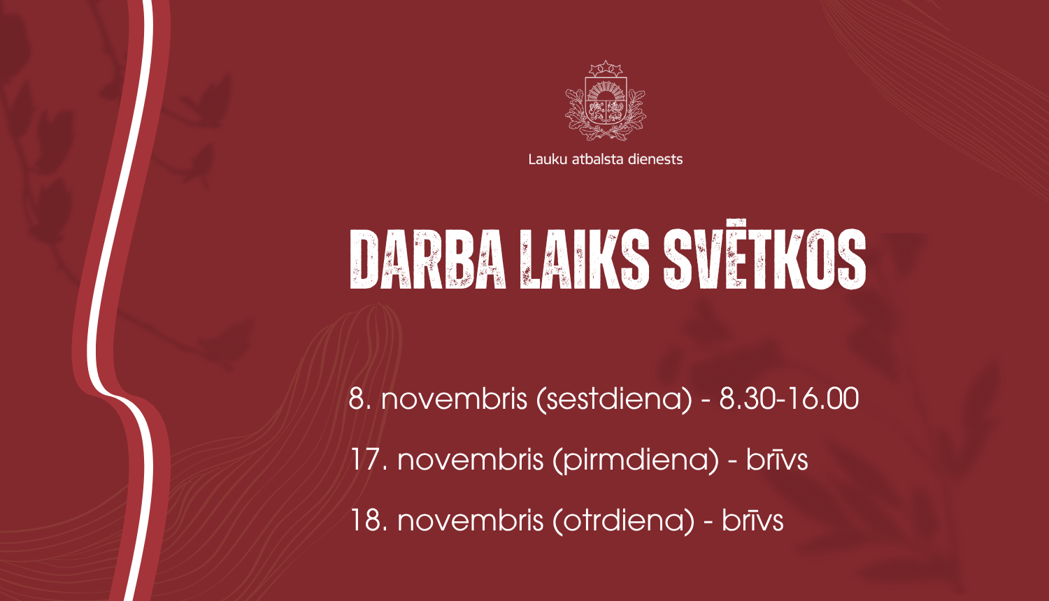 LAD darba laiks novembrī